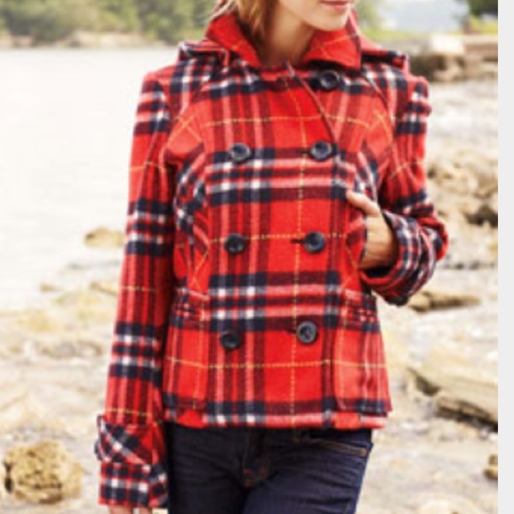 ALLOY Jackets & Blazers - Plaid hooded Alloy peacoat