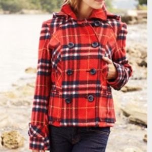 Plaid hooded Alloy peacoat