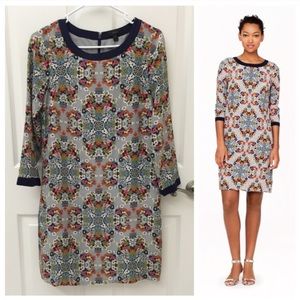 Jcrew misty fog floral shift dress silk