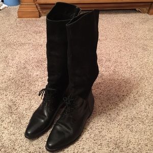 Black leather boots