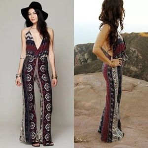 Free People V-neck Halter Jumpsuit size S