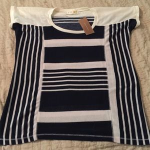 Navy/Beige Knit Shirt, New with tag