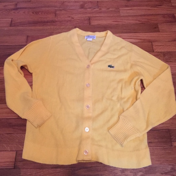 Lacoste yellow vintage cardigan Orlon Sz 36 small