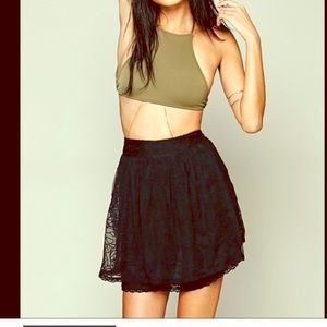NWOT Free People black floral lace skirt