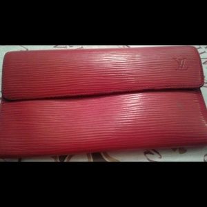 Authentic red leather Louis Vuitton wallet