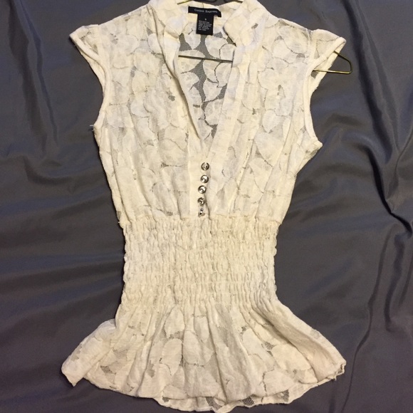 Never worn! Off white lace with jewels top