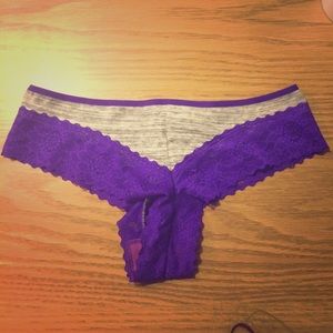 VS purple and gray lace panties