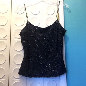 LOFT Black sequin camisole with spaghetti straps