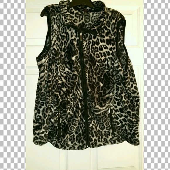 Print Fur Like Vest Sz 3X