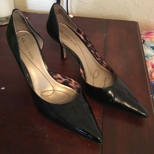 Black patent leather heels
