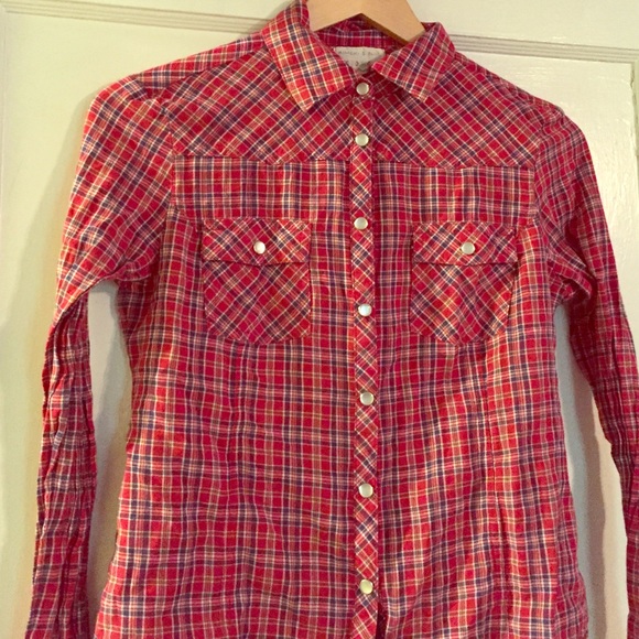 Cute western style plaid button up shirt from UO