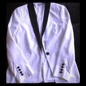 White with black lapel blazer
