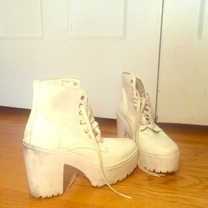 White Chunky Heel Boot