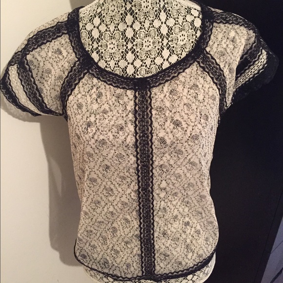 Free people blouse with lace trim