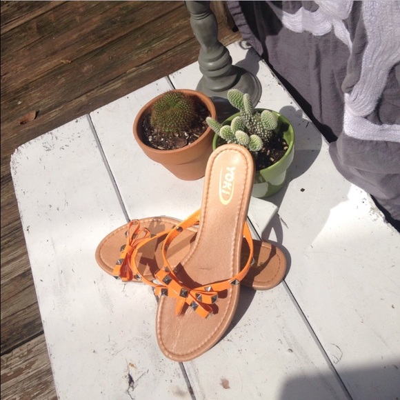 Yoki Orange Studded Sandals