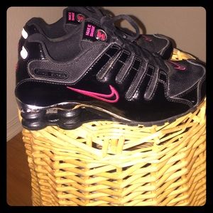 Pink and Black Nike Shox