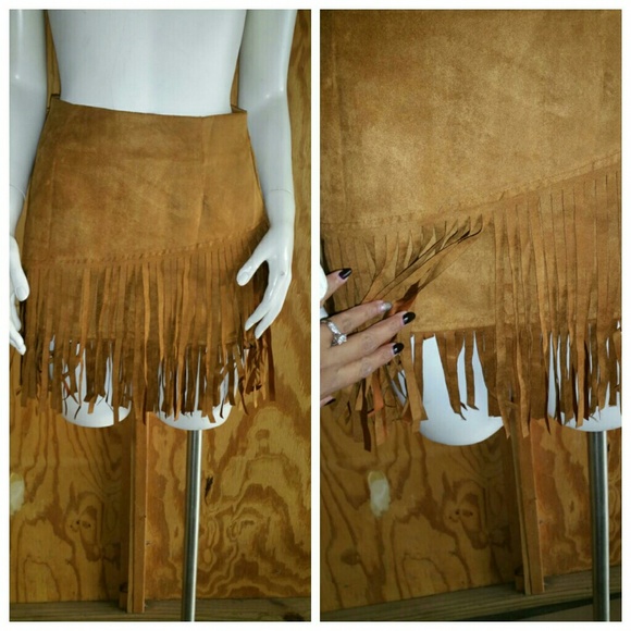 The Empire Fringe Faux Suede Skirt - Picture 3 of 4