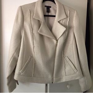 Moto style shimmer tweed jacket