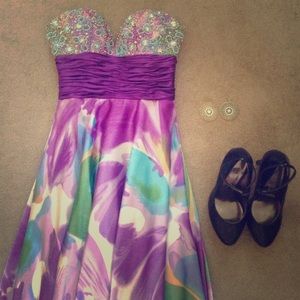 Strapless jewel detail prom dress