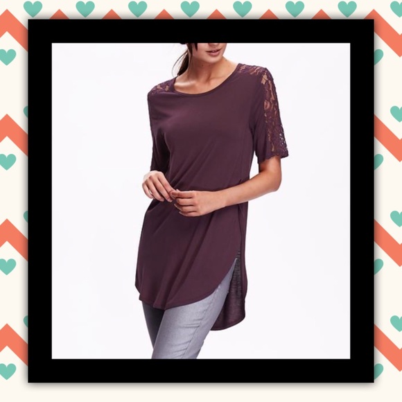 Lace-Trim Tulip-Hem Tunic, NWOT