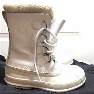 White Sorel Boots.