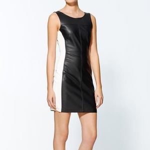 Sanctuary faux leather mini dress in b&w