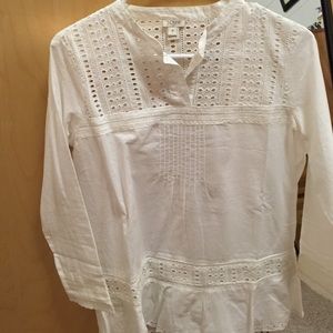 White Embroidered JCREW top