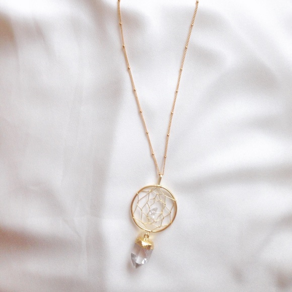 14k gold dream catcher quartz necklace - Picture 1 of 2