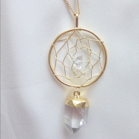 14k gold dream catcher quartz necklace - Picture 2 of 2