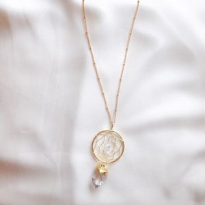 14k gold dream catcher quartz necklace