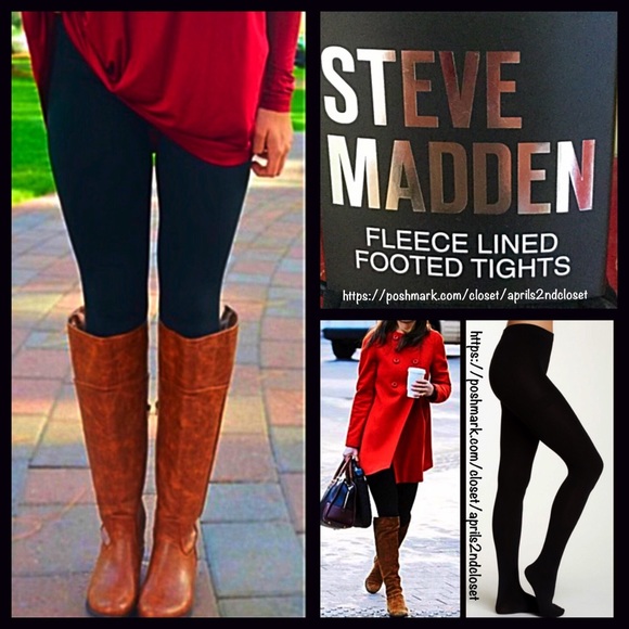 Steve Madden Accessories - Black Fleece Lined Tights