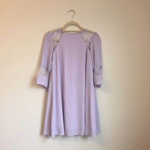 Lilac Shift Dress With Lace Detail