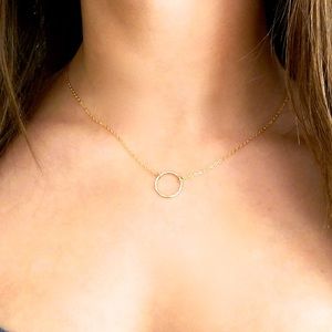 14k gold hammered finish karma necklace