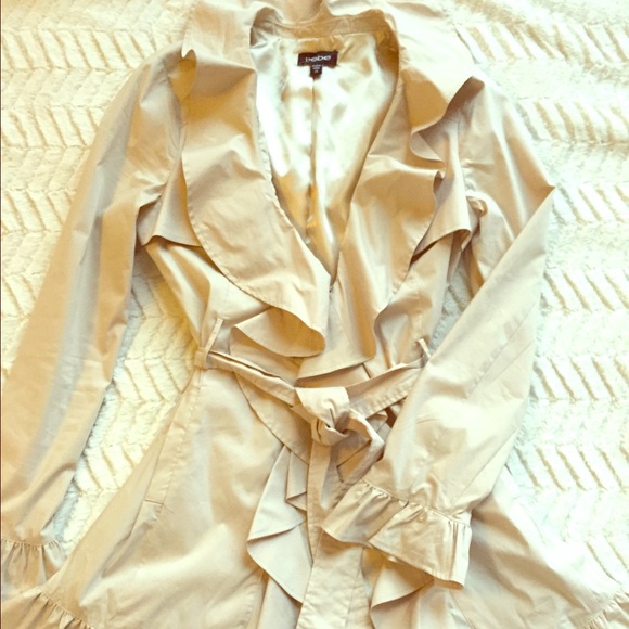 BEBE Ruffle Trench Coat