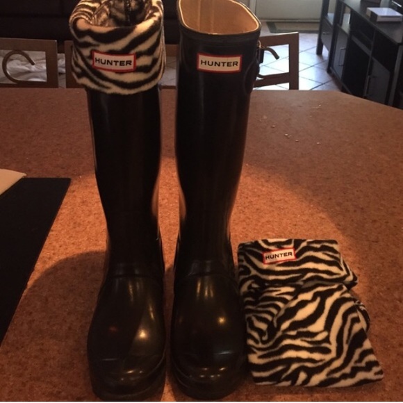 Hunter Boots size 7 Zebra Hunter Socks