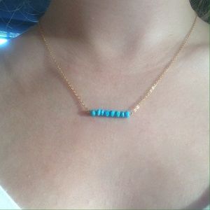 14k gold turquoise gem bar