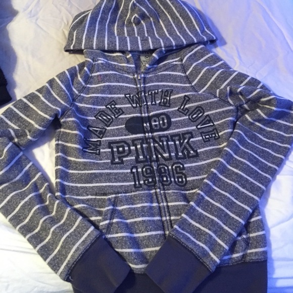 Grey white striped Victoria Secret jacket