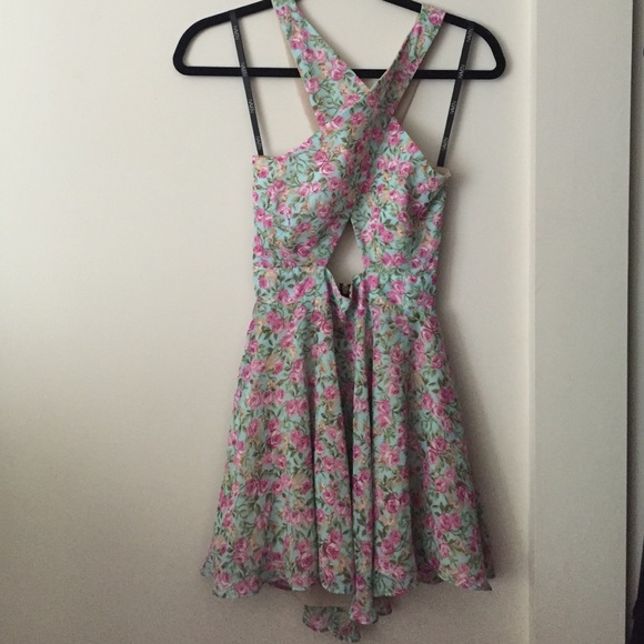 Naven pink floral print cross cross dress