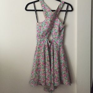 Naven pink floral print cross cross dress