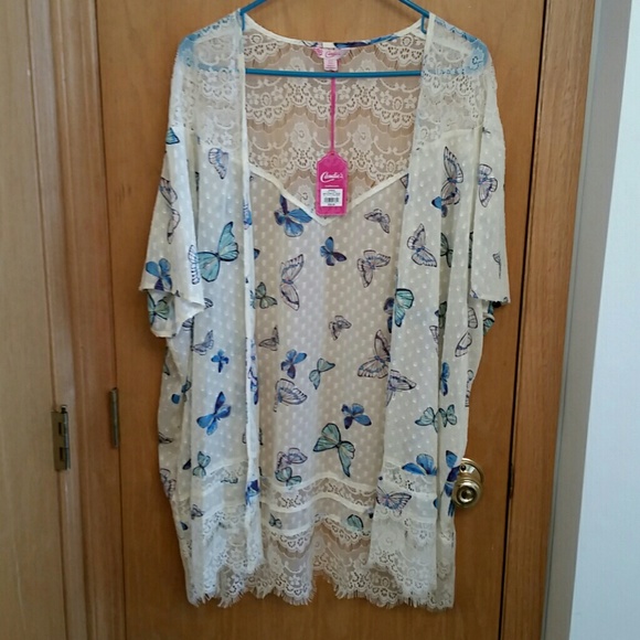 NWT! Candie's Butterfly and Lace Cardigan