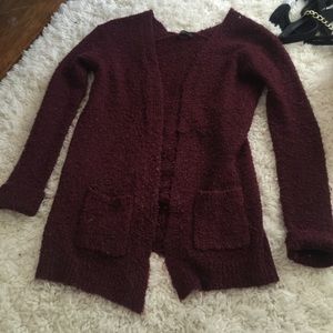 Maroon fuzzy cardigan