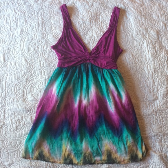 Purple real and white tie-dye sun dress 🌞