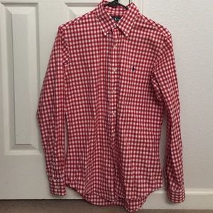 Men's Small Ralph Lauren Red Checkered ButtonDown