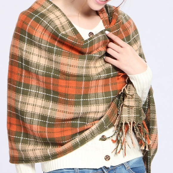 Accessories - Orange green plaid scarf