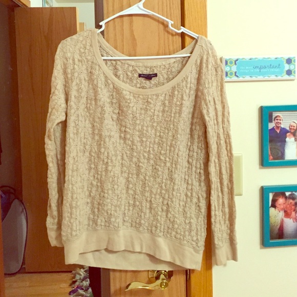 Mesh long sleeve scoop neck