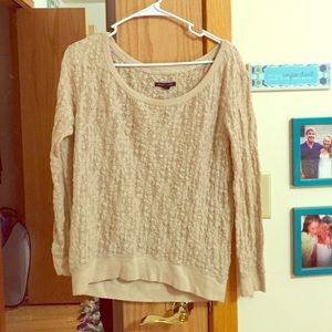Mesh long sleeve scoop neck