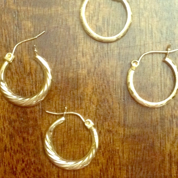 14K gold hoop earring SET