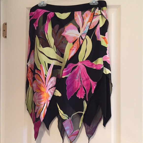 Black flowery halter top with skirt.  Cache.