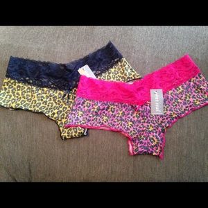 Set of leopard n lace boy-short panties