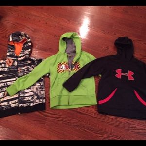 Burton, Volcom and Under Armour Boys large hoodies